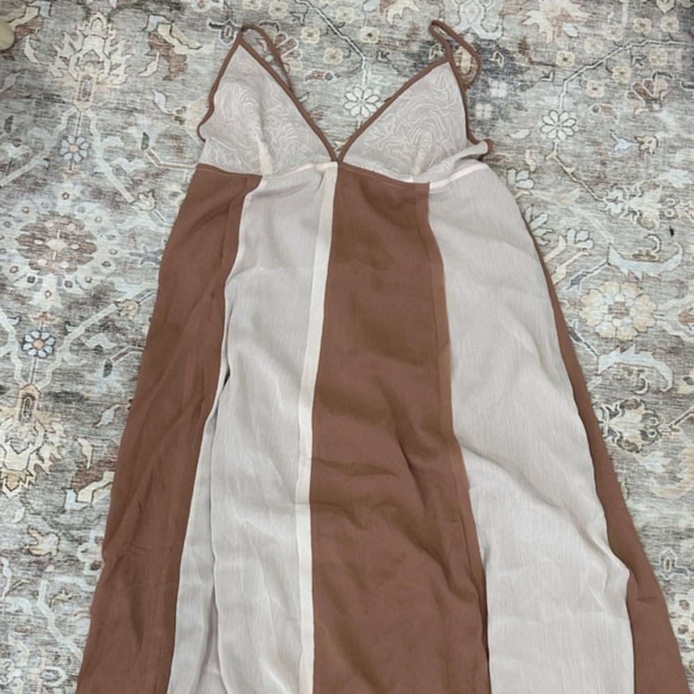 Elegant Brown and Cream Women's Dress